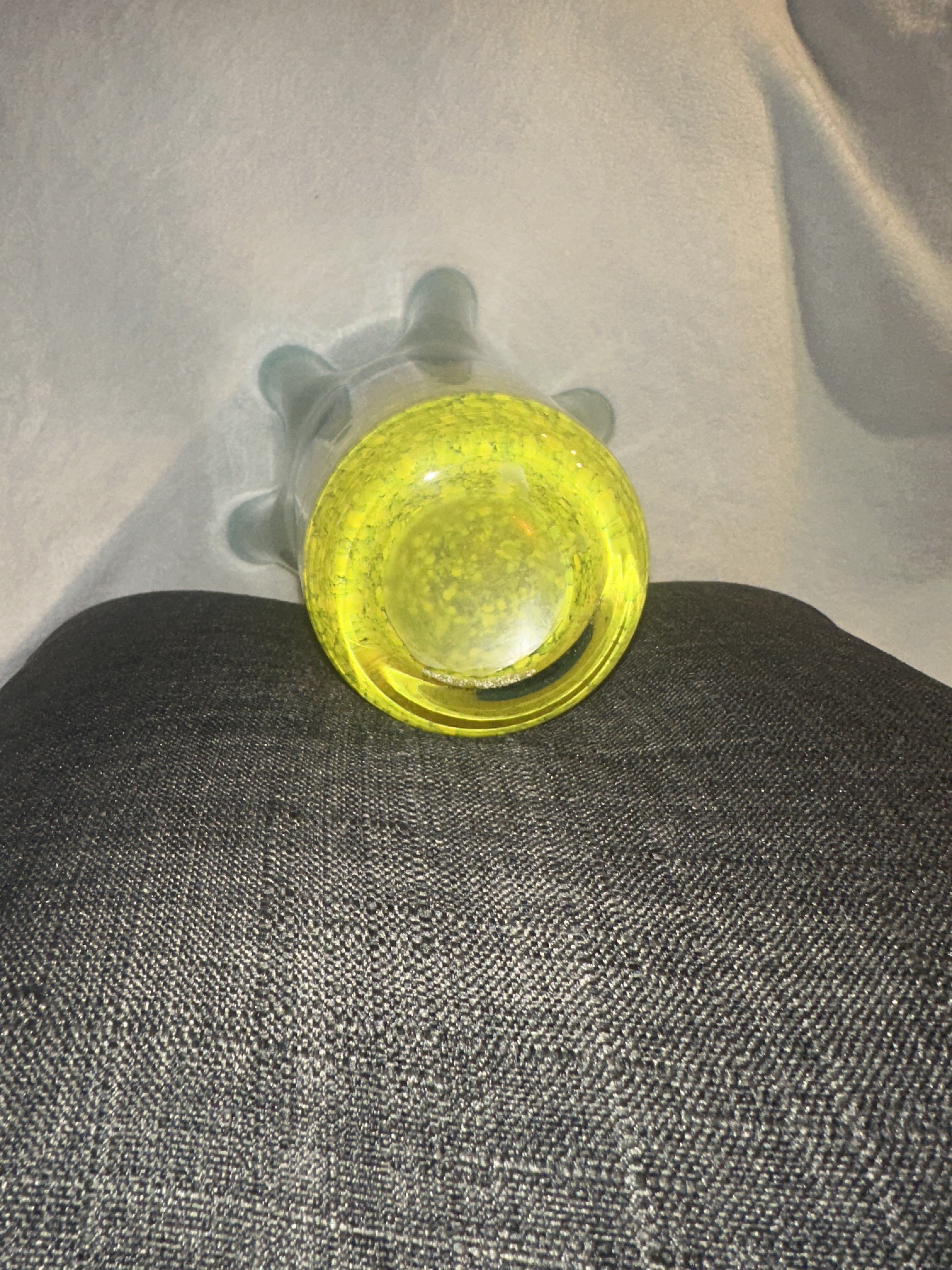 Post-Modern Murano Style Hand-Blown Art Glass Vase — Rustic Western Boho Accent - Late 20th Century -Smear Ruffled Top Vase