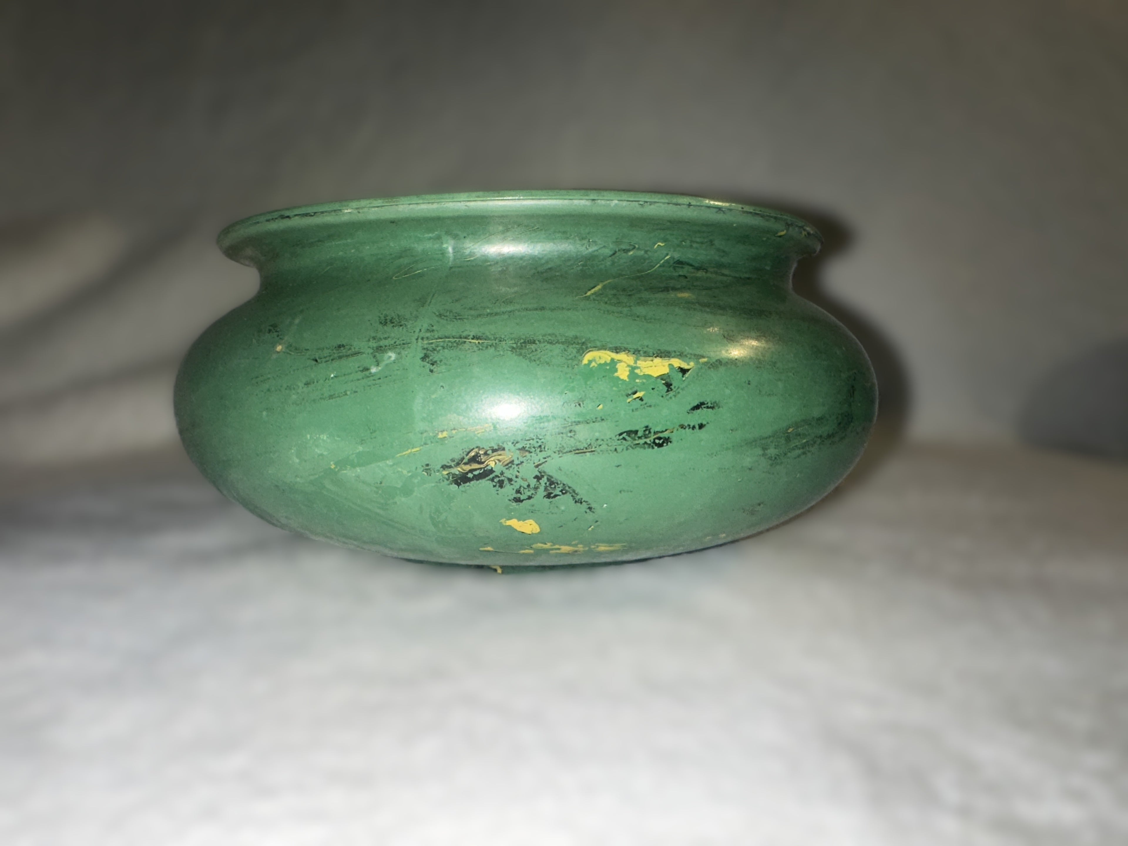 Antique Hand Blown Green Glass Jardinière • Victorian Fern Bowl • Early Glass Planter