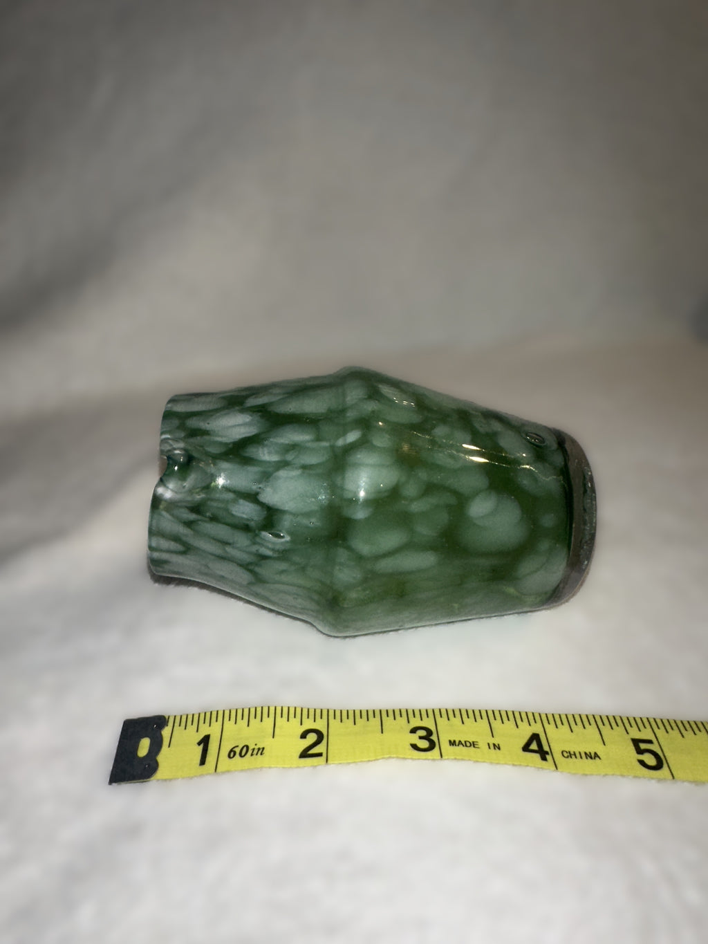 Hand Blown Green Art Glass Mini Pitcher • Vintage Mottled Glass Creamer • Murano Style Studio Glass Vessel