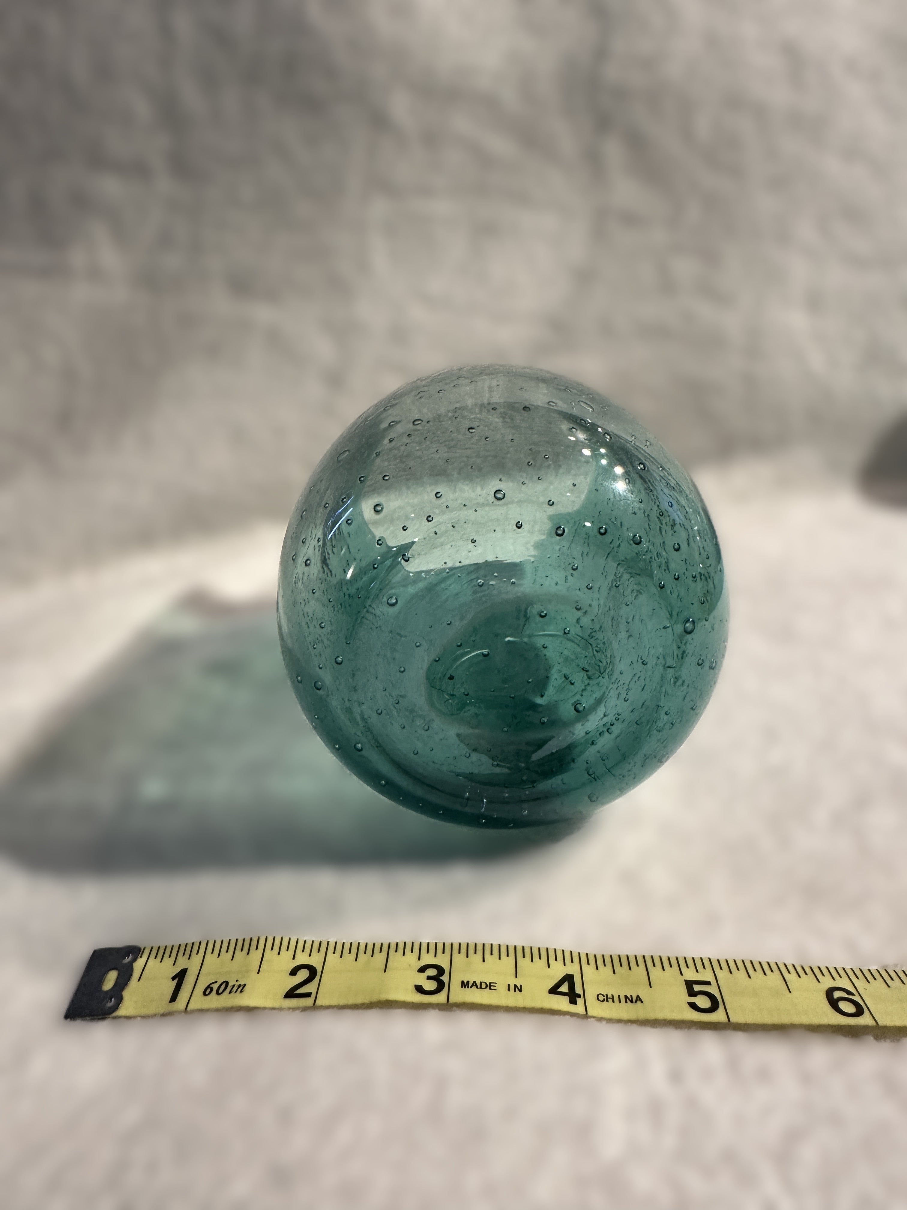 Murano-Style Seeded Bubble Art Glass Vase — Hand-Blown Aqua Blue Modern Studio Piece
