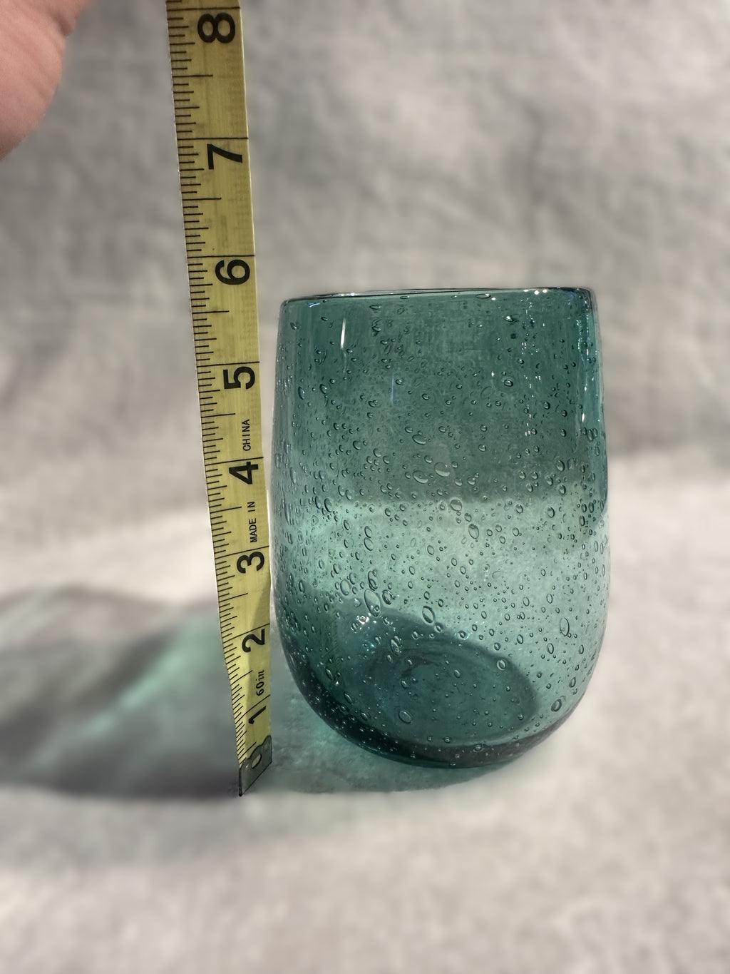 Murano-Style Seeded Bubble Art Glass Vase — Hand-Blown Aqua Blue Modern Studio Piece