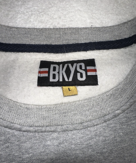 Vintage BKYS Embroidered Bear Graphic Sweatshirt • Grey Streetwear Crewneck • Unique BKYS “D” Bear Patch Size LARGE