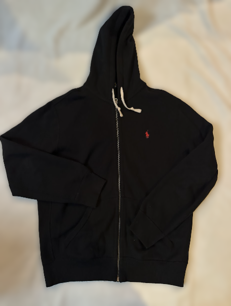Polo Ralph Lauren Men’s Full-Zip Hoodie — Navy / Black w/ Red Pony Logo — Size L