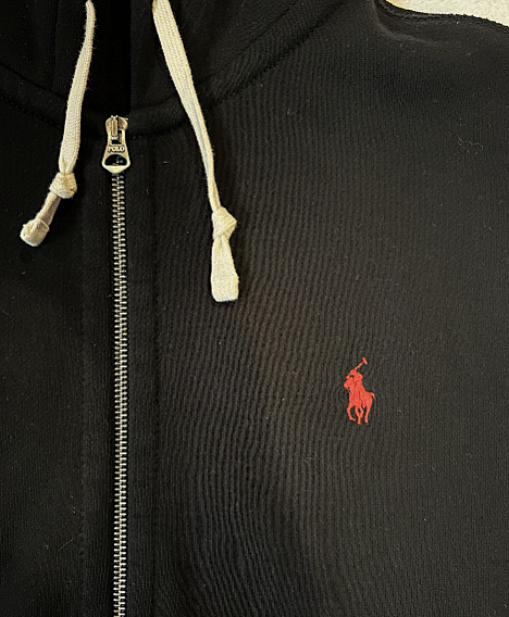 Polo Ralph Lauren Men’s Full-Zip Hoodie — Navy / Black w/ Red Pony Logo — Size L