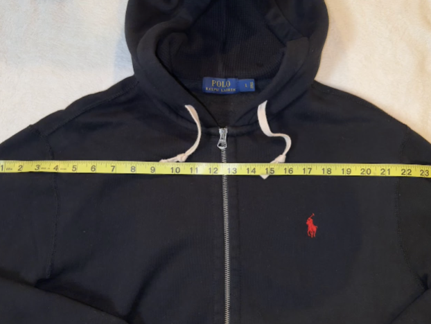 Polo Ralph Lauren Men’s Full-Zip Hoodie — Navy / Black w/ Red Pony Logo — Size L