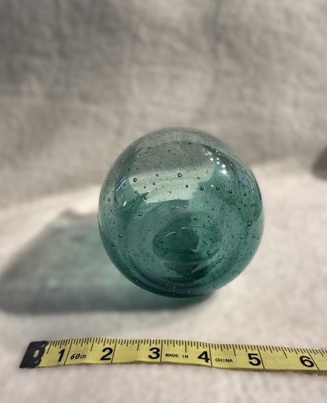 Murano-Style Seeded Bubble Art Glass Vase — Hand-Blown Aqua Blue Modern Studio Piece