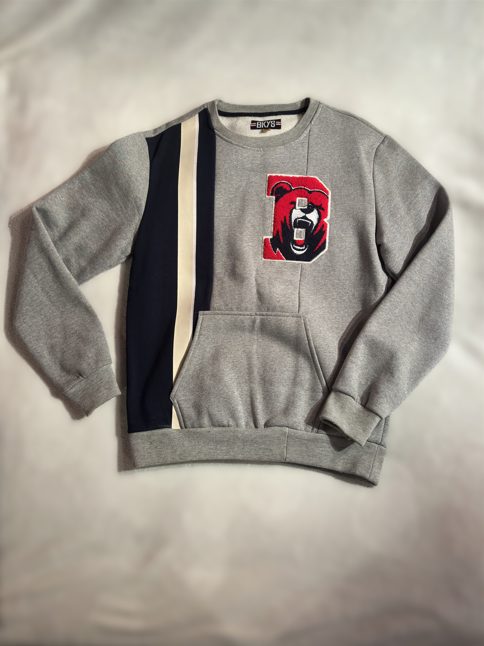 Vintage BKYS Embroidered Bear Graphic Sweatshirt • Grey Streetwear Crewneck • Unique BKYS “D” Bear Patch Size LARGE