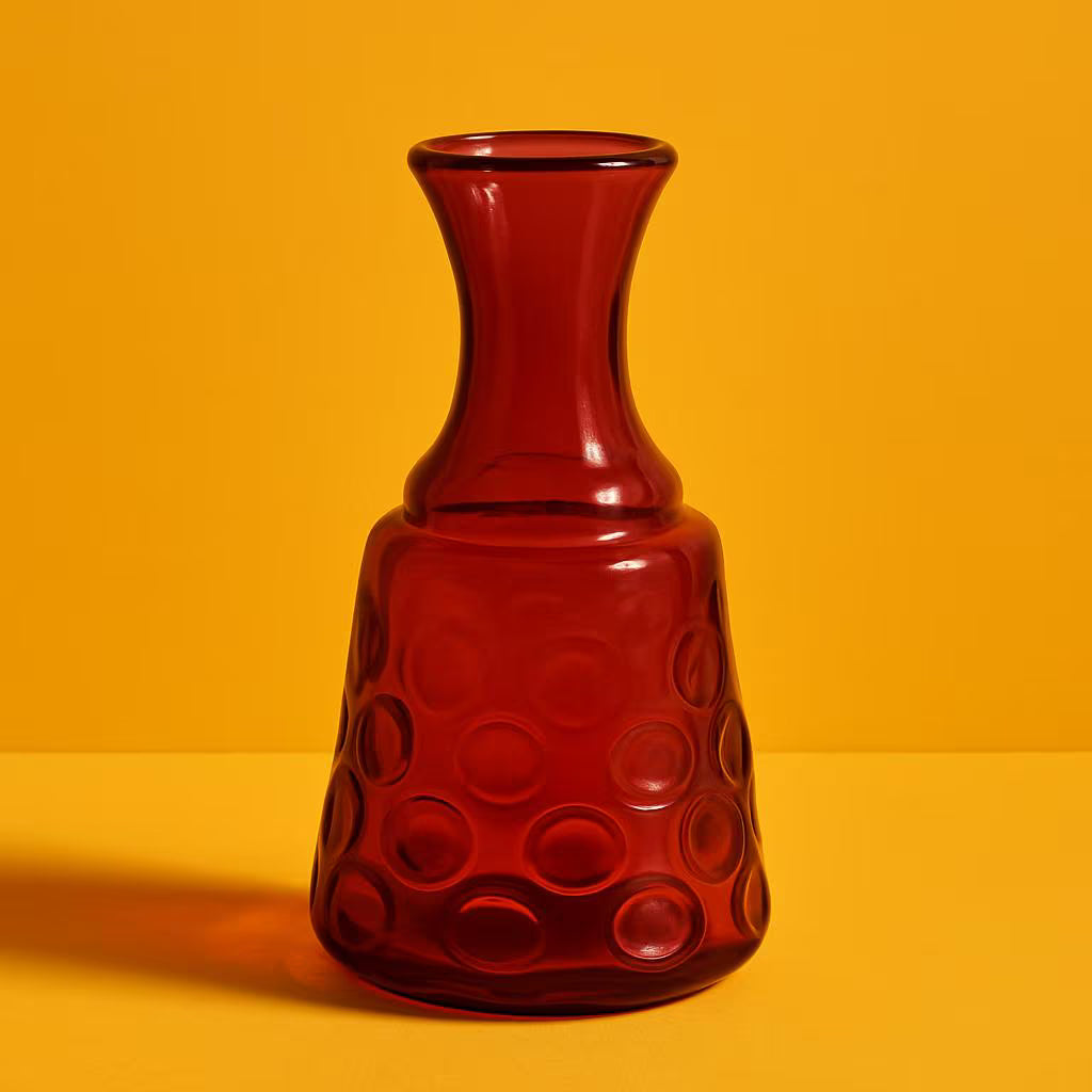 Fenton Art Glass Cranberry Coin Dot Optic 7 1/2'' Tall 1/2" Round Vase Pre Logo