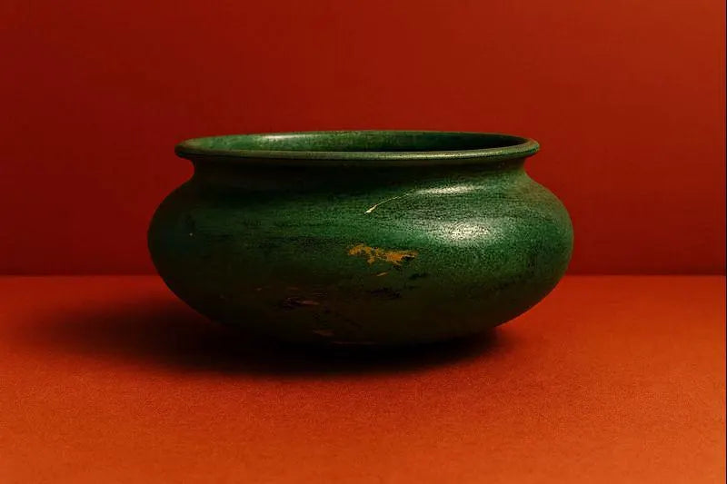 Antique Hand Blown Green Glass Jardinière • Victorian Fern Bowl • Early Glass Planter